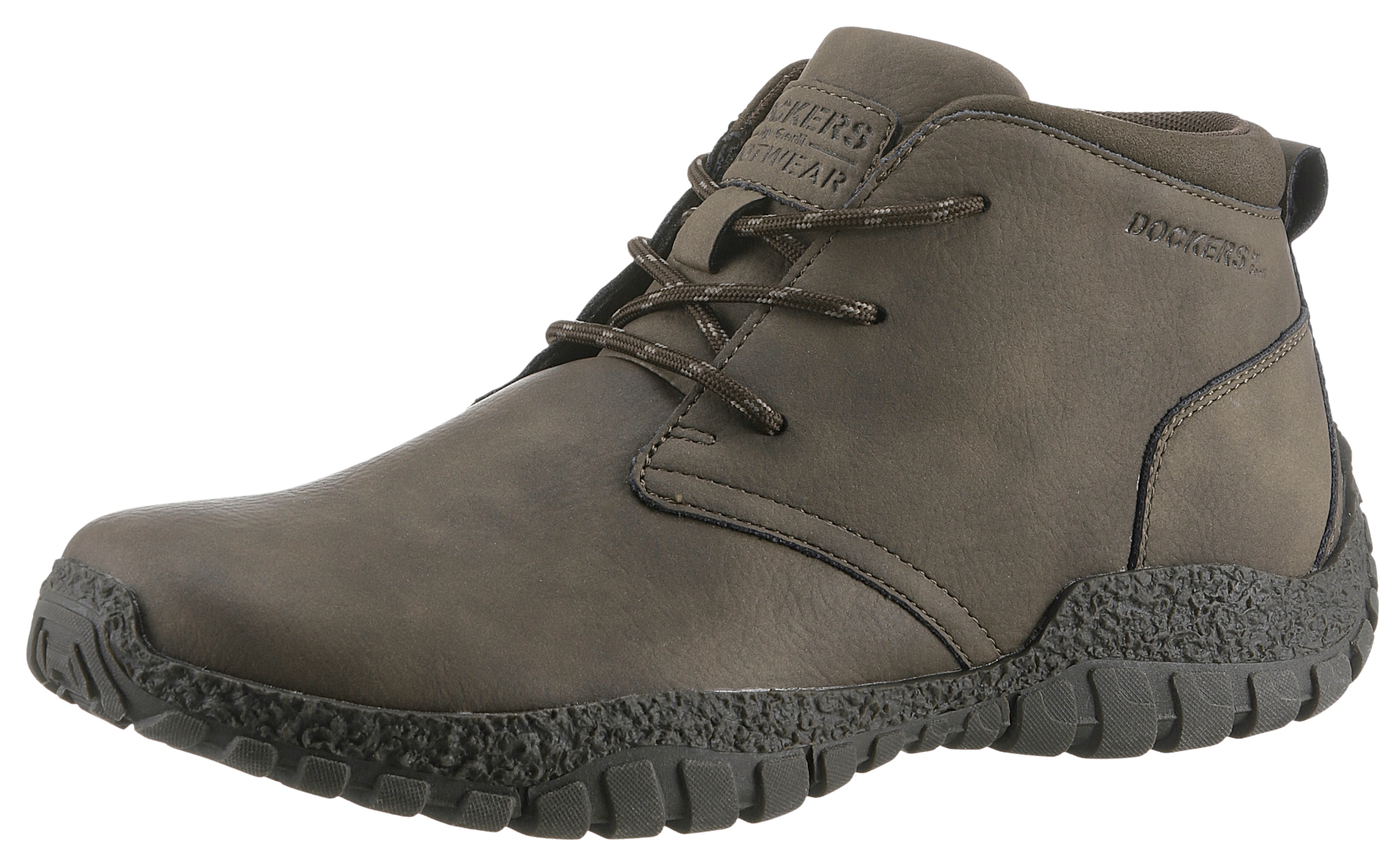 Schnürschuh DOCKERS BY GERLI, Herren, Gr. 44, braun (dunkelbraun), Nubuklederimitat, Basic, Schuhe Schnürschuh, Komfortschuh, Schnürboots mit Warmfutter