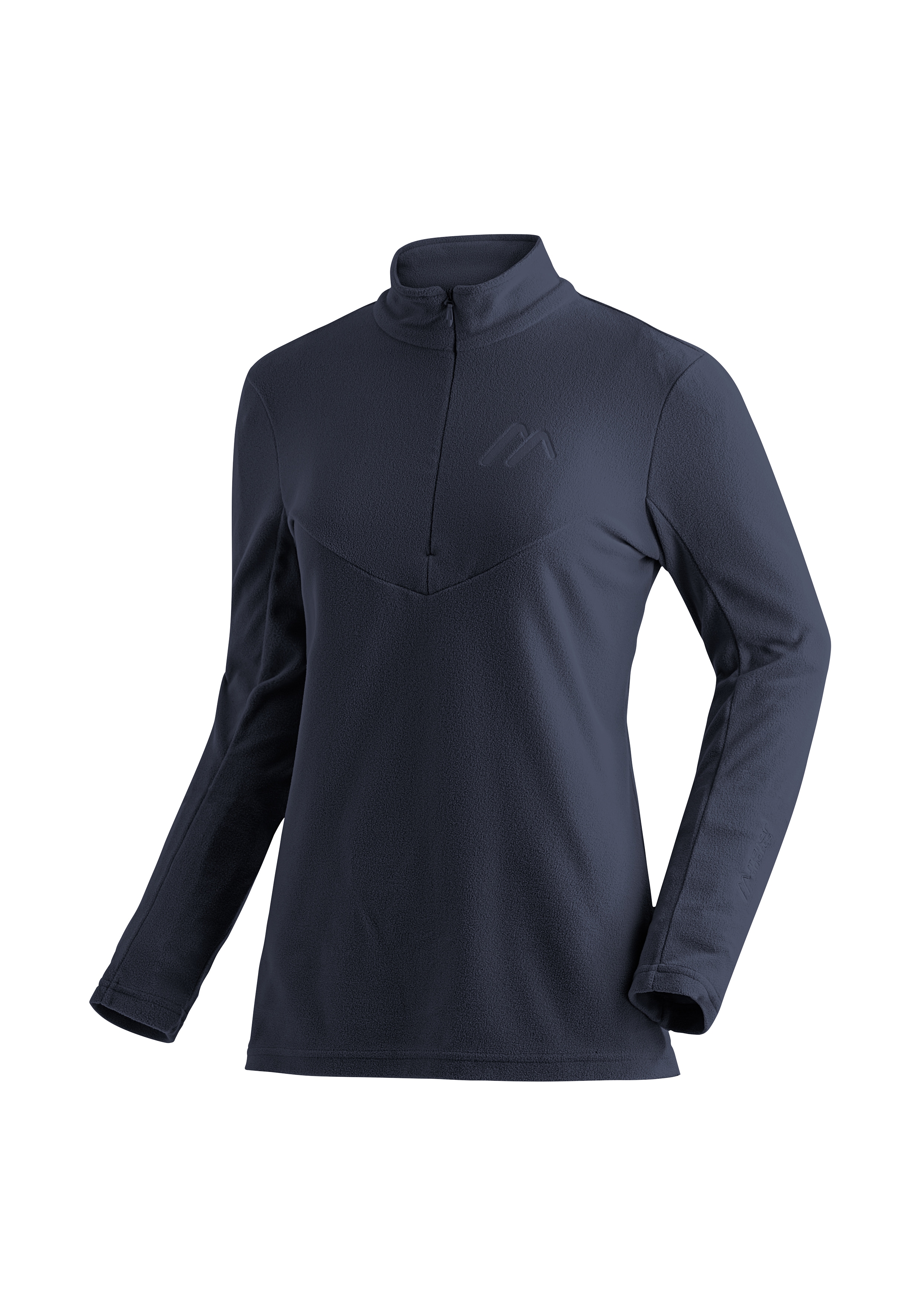 Fleecepullover MAIER SPORTS "Denise HZ W", Damen, Gr. 38, blau (dunkelblau), 100% Polyester, hoch geschlossener Ausschnitt, Sweatshirts Fleecepullover, Damen Midlayer, pflegeleichtes Half-Zip Fleece