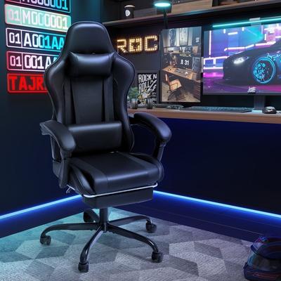 Homall Ergonomic Gaming Chair with Footrest Office Chairs High Back PU Leather Computer Chair with Massage