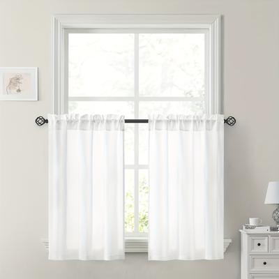 TEMU 2 Panels Privacy Sheer Curtains Bathroom Window Curtains, Non-see-through White Voile Curtains, Semi Sheer Curtains Home Decor Curtains Drapes For Bedroom Living Room