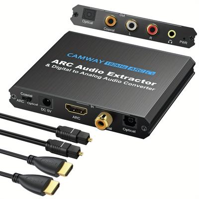 TEMU Digital To Analog Audio Converter, Extractor Audio Return Channel, With Digital Optical Spdif Coaxial And Analog 3.5mm L/ R Stereo Audio Converter, Coaxial To 3.5mm And Rca