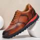 baskets décontractées en cuir de vachette de qualité supérieure pour hommes – chaussures à lacets marron vintage avec semelle orange et noire élégante pour l'extérieur et le quotidien