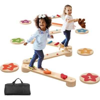 Schwebebalken-Trittsteine, 6 Stück hölzerne Balance-Boards für Kleinkinder, Montessori-Spielzeug