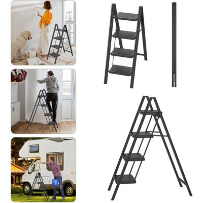 4 Stufen Klappbar Trittleiter Leiter Tritthocker Klapptrittleiter mit breitem rutschfeste Pedal Image