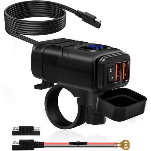 Wasserdichtes Motorrad-USB-Ladegerät, Dual-USB/QC3.0-Autoladegerät-Buchse, wasserdichte