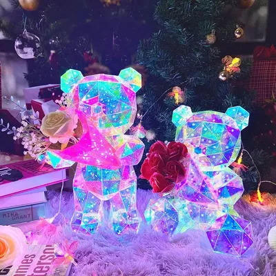 Women Gift Flower Bear Glowing Valentine Day Gift Wedding Companion Gift Female Birthday Gift Female