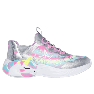 Skechers Girl's Slip-ins: Unicorn Dreams - Starry Lite Sneaker | Size 13.0 | Silver | Synthetic/Textile