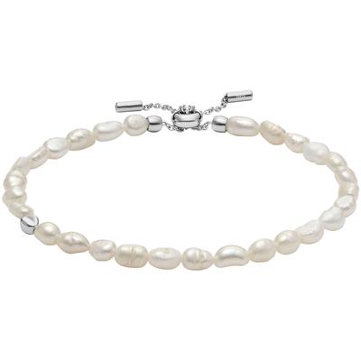 Armband SKAGEN "Schmuck Geschenk Edelstahl Armkette AGNETHE PEARL, SKJ1833040", silber (edelstahlfarben, weiß), Armbände