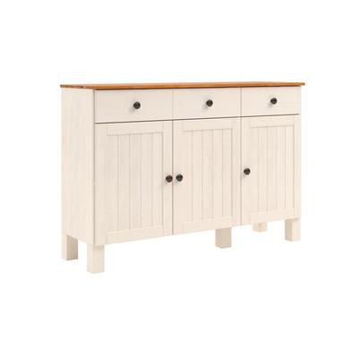 Anrichte HOME AFFAIRE "Alby2", gelb (weiß, honigfarben), B:125cm H:85cm T:38cm, FSC-zertifiziertes Massivholz, Sideboards, Mit 3 Türen, 3 Schubkästen und Metallgriffe, Breite 125 cm Image