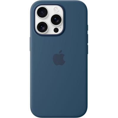 APPLE Smartphone-Hülle "iPhone 16 Pro Silikon Case mit MagSafe" Hüllen Gr. iPhone 16 Pro, blau (denim)