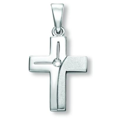 Ketten-Anhänger ONE ELEMENT "Zirkonia Kreuz Anhänger aus 925 Silber", silber, Schmuckanhänger, Damen, Silber 925 (Sterli