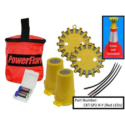Powerflare 2-Position Cone Adapter Kit with 2-Pack Soft Pack of Magnetic PowerFlare Lights Red/Blue LEDs Black Shell CKT-SP2M-RB-BK