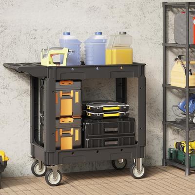 2 Tier Plastic Service Utility Cart with Wheels 550lbs Capacity
