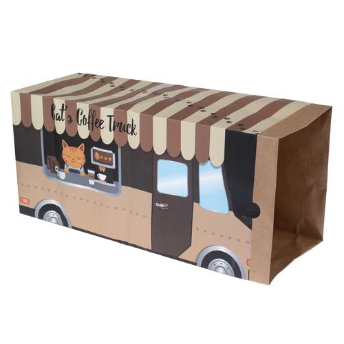 60x22x27cm TIAKI Paper Tunnel Coffee Truck for Cats