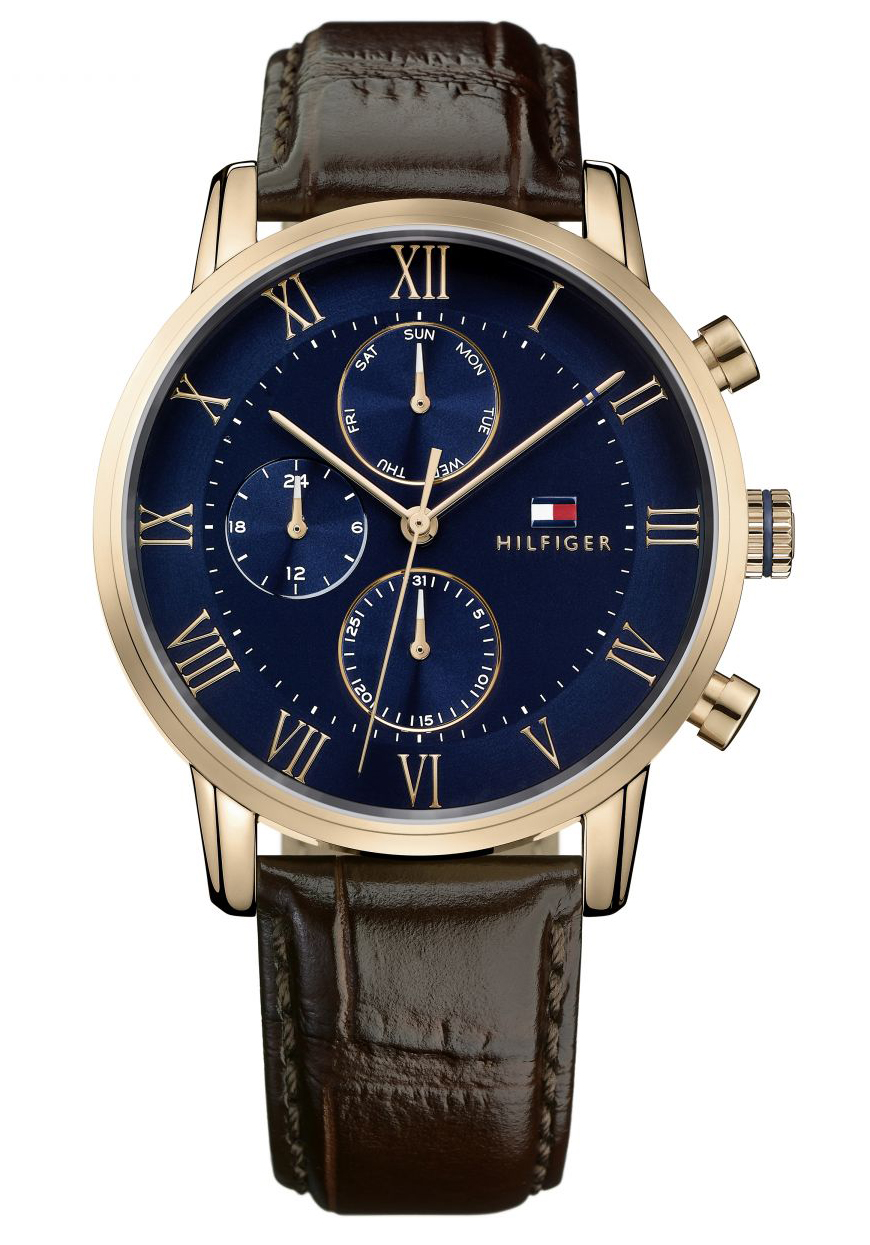 Die Tommy Hilfiger Herrenuhr ist das perfekte Geschenk, um sich selbst oder einen geliebten Menschen zu verwöhnen. Das runde Gehäuse aus Edelstahl wird von einem hochwertigen Quarzwerk im Multi-Cadrans-Stil angetrieben. Diese Dressed-Uhr hat einen... Image
