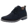 Schnürstiefelette RIEKER, Herren, Gr. 45, blau (dunkelblau), Veloursleder, kontrastfarbene Details, elegant, Schuhe, mit kariertem Innenfutter