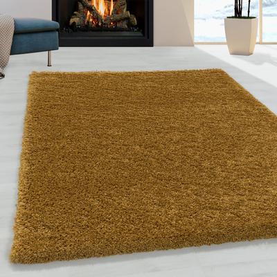Hochflor-Teppich AYYILDIZ TEPPICHE "SYDNEY 3000", gold (goldfarben), B:240cm H:50mm L:340cm, Polypropylen (PP), Teppiche, Shaggy, Langflor, uni, auch in rund, Wohnzimmer Image