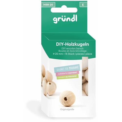 Gründl DIY Holzkugeln 20 mm, 15 Kugeln Holzkugeln