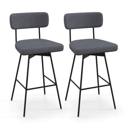 Costway 29 Inch Counter Height Upholstered Swivel Bar Stool Set of 2-Gray