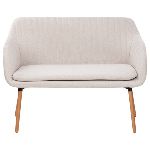 Sofa Hellbeige aus Stoff 2-Sitzer Küchensofa mit Holzbeinen Modern Wohnzimmer Salon Möbel Wohnecke Sitzecke Küche