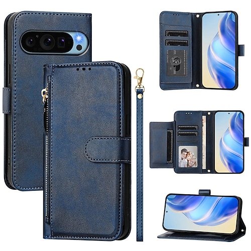 Handy Hülle Handyhüllen Für Google Pixel 9 Pro Pixel 9 Pro XL Pixel 8 Pro Pixel 8 Pixel 9 Pixel 7 Pixel 7 Pro Pixel 6 Pixel 6 Pro Brieftasche Kartenetui mit Halterung Reisverschluss Ganzkörperschutz