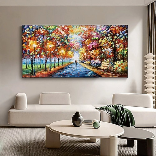 handgemaltes Straßenlandschaftsgemälde, handgemachtes Pattle Knife, abstraktes Regen-Tag-Nacht-Gemälde, Wandkunst, extragroße Wandkunst, strukturiertes abstraktes Ölgemälde auf Leinwand, handgemaltes Image