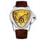 Jargar Top-Marke automatische mechanische Herren-Armbanduhr mit Dreieckskalender und 24-Stunden-Zifferblatt aus echtem Leder, Sport-Armbanduhr
