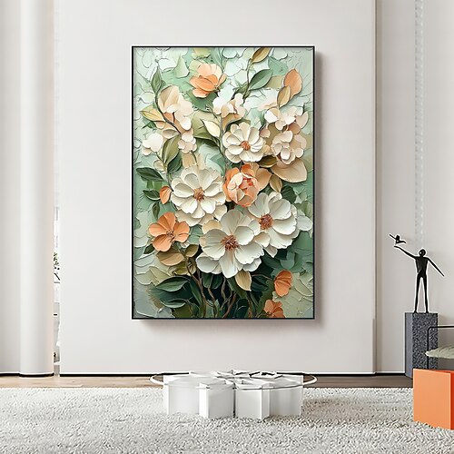 handgemachtes original minimalistisches Ölgemälde auf Leinwand abstrakte Textur florale Wandkunst für Wohndekoration mit gespanntem Rahmen/ohne Innenrahmen Malerei Image