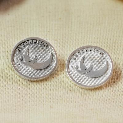 'Artisan-Made Scorpio Zodiac Sign-Themed Silver Cufflinks'