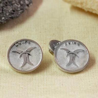 'Aries-Themed Minimalist Silver Cufflinks Crafted in Mexico'