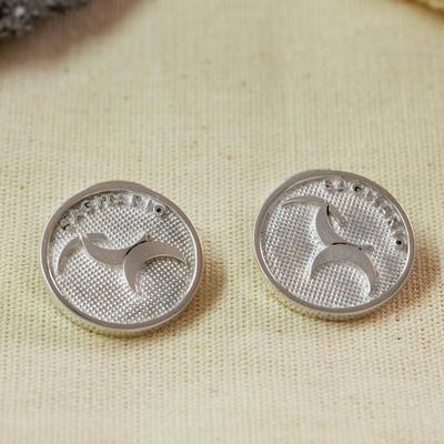 Sagittarius Totem,'Round Modern Silver Cufflinks with Sagittarius Zodiac Symbol'