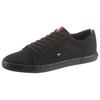 Sneaker TOMMY HILFIGER "H2285ARLOW 1D", Herren, Gr. 42, schwarz (schwarz, schwarz), Textil, unifarben, sportlich, Schuhe, mit seitlichem Logoflag, Freizeitschuh, Halbschuh, Schnürschuh