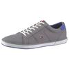Sneaker TOMMY HILFIGER "H2285ARLOW 1D", Herren, Gr. 45, grau (grau, blau), Textil, sportlich, Schuhe, mit seitlichem Logoflag, Freizeitschuh, Halbschuh, Schnürschuh