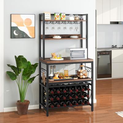 Moasis 31" Kitchen Microwave Bakers Stand with Wine Rack