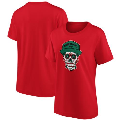 Formel 1 Mexiko Totenkopf-Grafik-T-Shirt – Rot – Damen