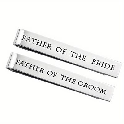 TEMU 1pc/2pcs Wedding Tie Clips Gifts For Groomsmen, Father Of The Bride, Stainless Steel Tie Clip