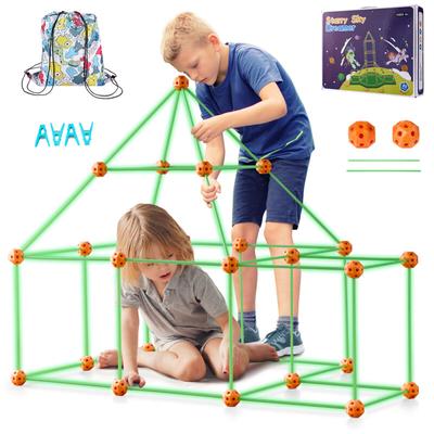 Festungsbausatz für Kinder, 85-teiliges im Dunkeln leuchtendes STEM-Bauspielzeug, Geschenk für 4,