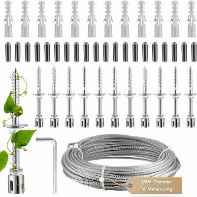 XVX - Unterstützung für Kletterpflanzen, komplettes Edelstahl-Set mit Wandhalterung und Image