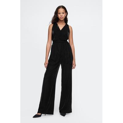 Gap Womens Black Velvet V-Neck Jumpsuit - Black
