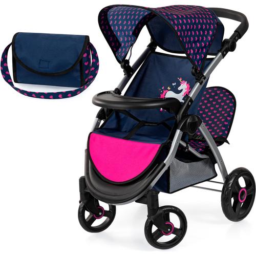 Puppen-Zwillingsbuggy BAYER ""Twin Star, blau/pink"" Puppenwagen bunt (blau/pink) Kinder mit Wickeltasche