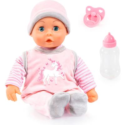 Babypuppe BAYER "First Words Baby, 38 cm rosa Einhorn" Puppen rosa Kinder