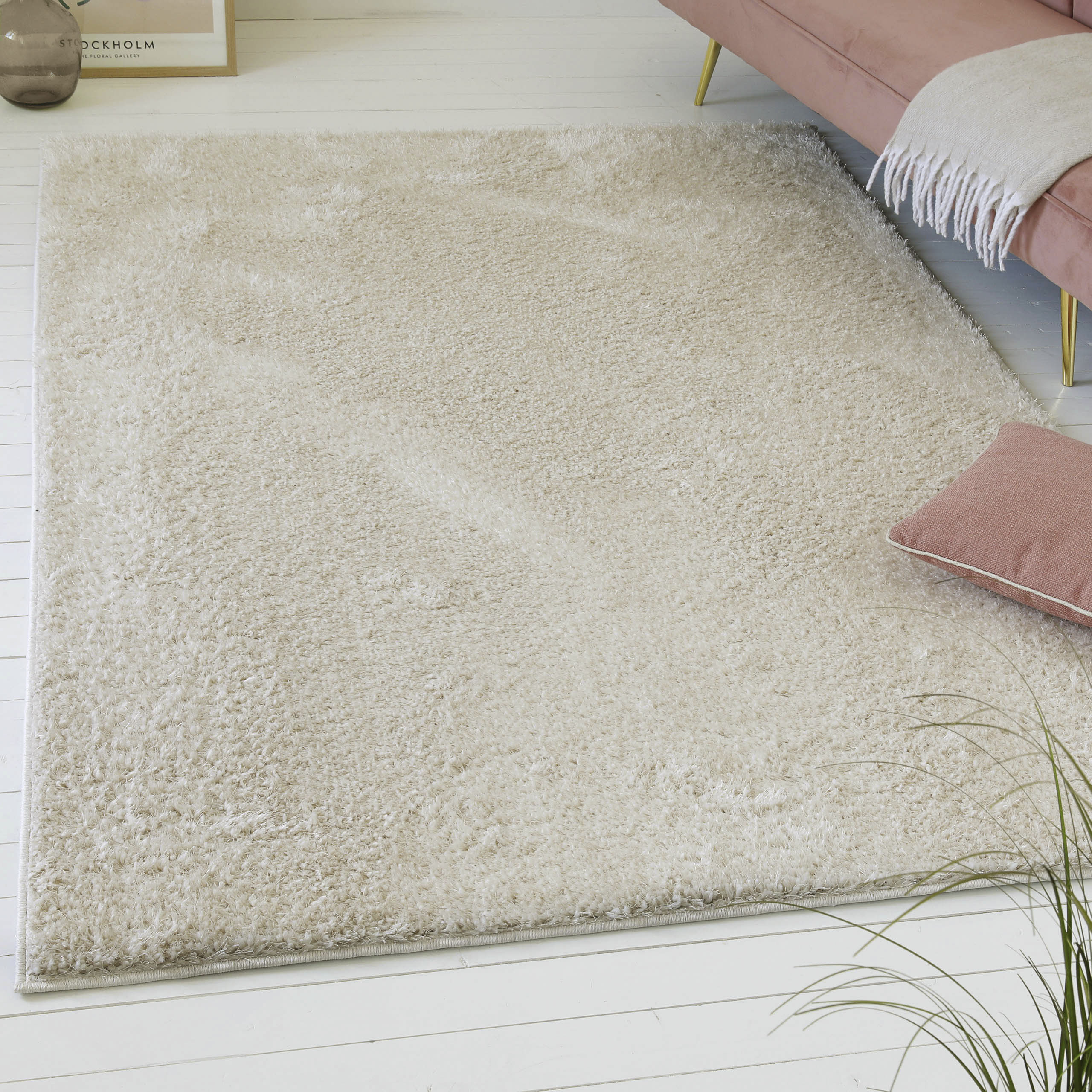 Hochflor-Teppich OTTO HOME "Nickolas, auch als Läufer erhältlich", beige (creme), B:200cm H:30mm L:290cm, Polypropylen, Teppiche, Langflor, Shaggy, weicher Hochflor, uni farben, mit Glanz, Wohnzimmer Image