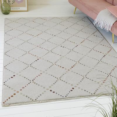Teppich MY HOME "Thoren", beige, B:80cm H:12mm L:150cm, Polyester, Teppiche, weicher Kurzflor, Rautenmuster mit Fransen, Wohnzimmer, Schlafzimmer Image