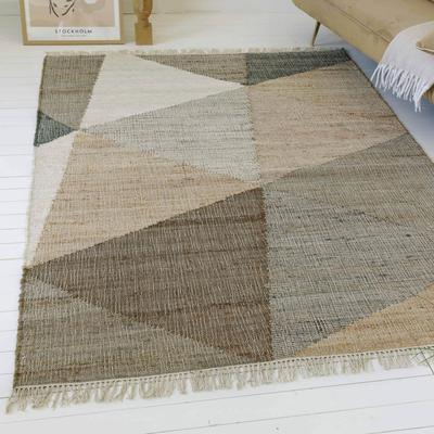 Teppich MY HOME "Stevo , mit Fransen", braun, B:160cm H:4mm L:230cm, Jute, Teppiche, handgewebter Naturteppich, 80 % Jute, geometrisch, Esszimmer, Flur Image