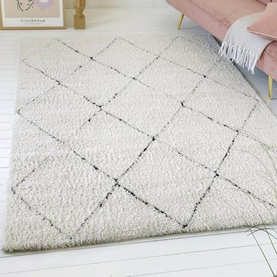 Hochflor-Teppich MY HOME "Aveline, auch als Läufer erhältlich", beige, B:200cm H:35mm L:200cm, Polypropylen, Teppiche, Langflor, Shaggy im Berber Stil, geometrisch, Raute, Wohnzimmer Image