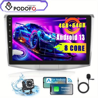 TEMU Podofo 4 + 64g Android Car Radio For For Vw B7 B6/ For Magotan Cc 2010-2014 10inch Touchscreen Radio- Carplayer And For Android Car Dsp Wi-fi Swc + Reversing Camera & Microphone