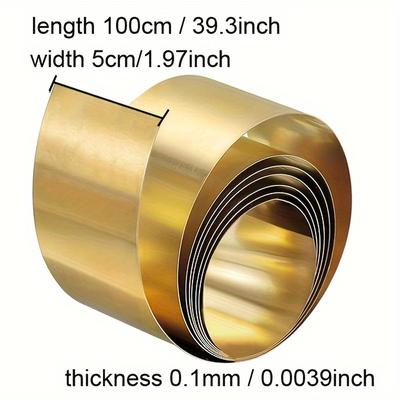 TEMU Brass Sheet Roll - Thick X 5cm Wide X 100cm Long - Durable Material For Diy Projects, Crafts, And Industrial Use - Flexible Brass Metal Strip For Crafting And Decor - Multipurpose Brass Roll Image