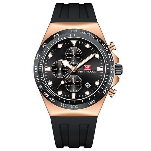 Montre à quartz MINI FOCUS pour hommes montre-bracelet décontractée de mode calendrier lumineux décoration étanche montre en gel silicone cadeau pour la fête des pères