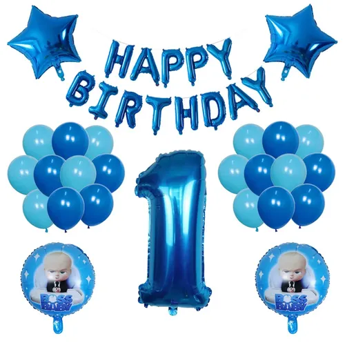 Ensemble de ballons en aluminium pour anniversaire de bébé, décoration numérique d'anniversaire, dessin animé
