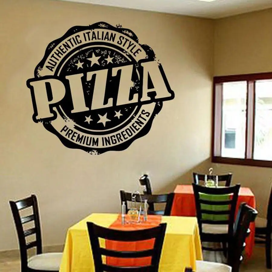 Autocollant Mural italie nourriture Pizza pâtes Cuisine italienne Restaurant décoration murale fenêtre porte en verre vinyle autocollant Cuisine Mural Art 1415